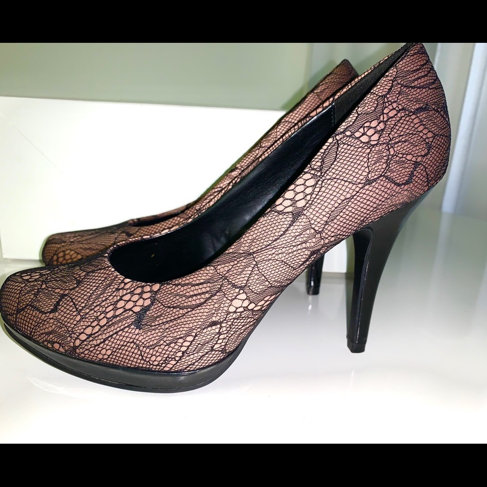 M.P.S. Satin & lace pumps
